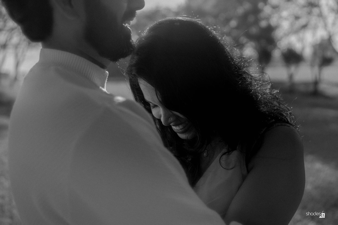 The couple in a black and white embrace